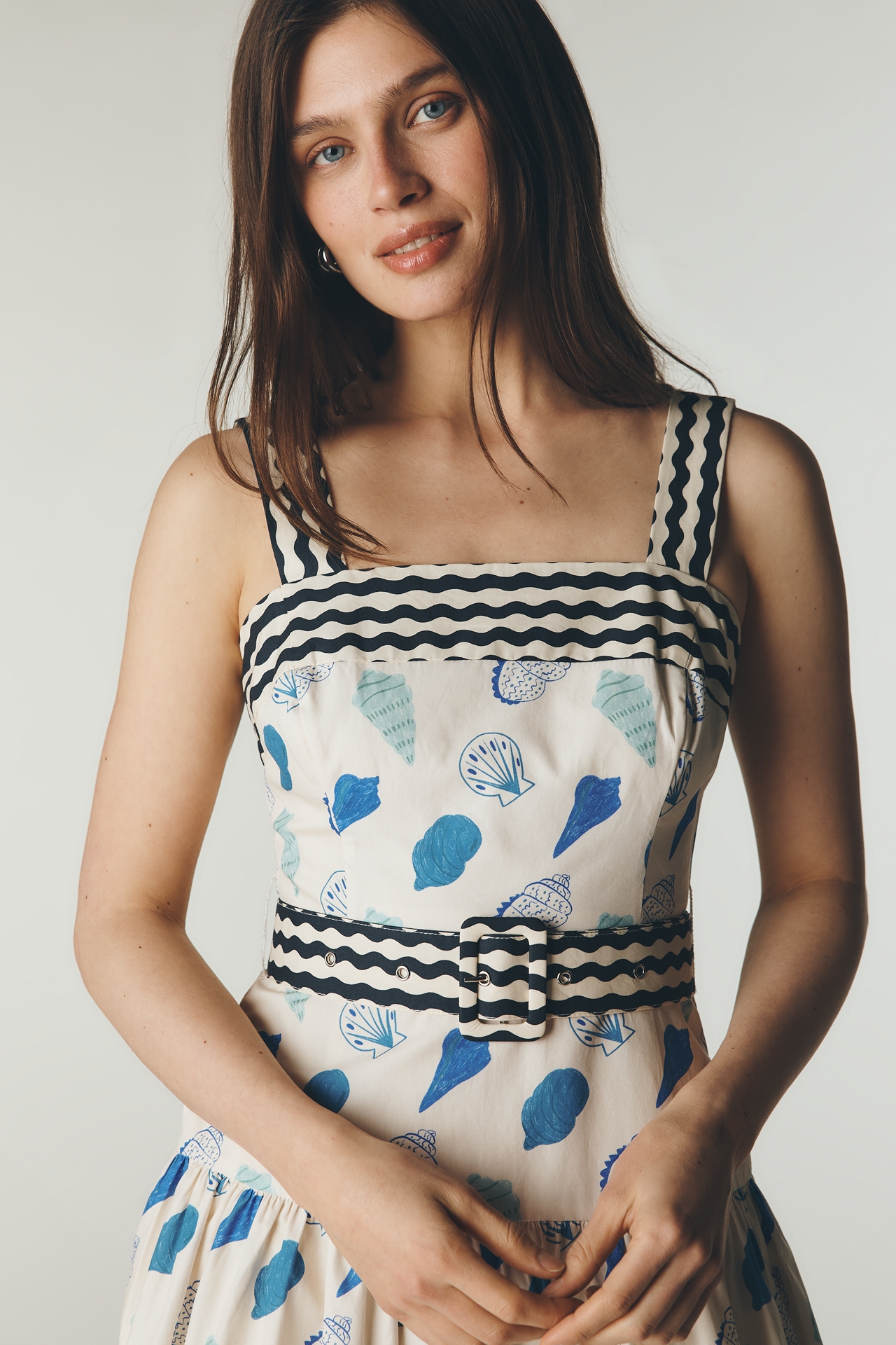 Maude Club Plus Cotton Madeline Belted Midi Dress