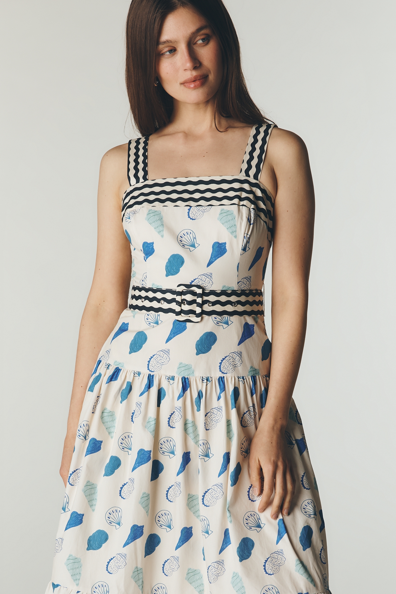 Maude Club Plus Cotton Madeline Belted Midi Dress