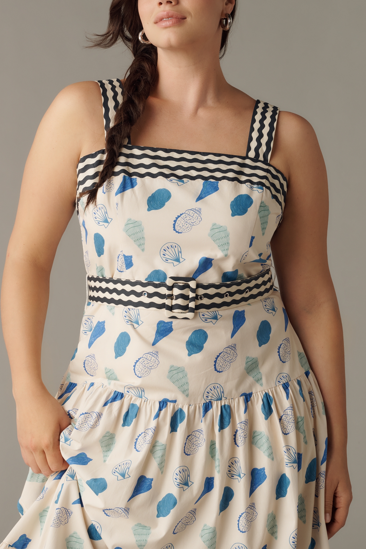 Maude Club Plus Cotton Madeline Belted Midi Dress