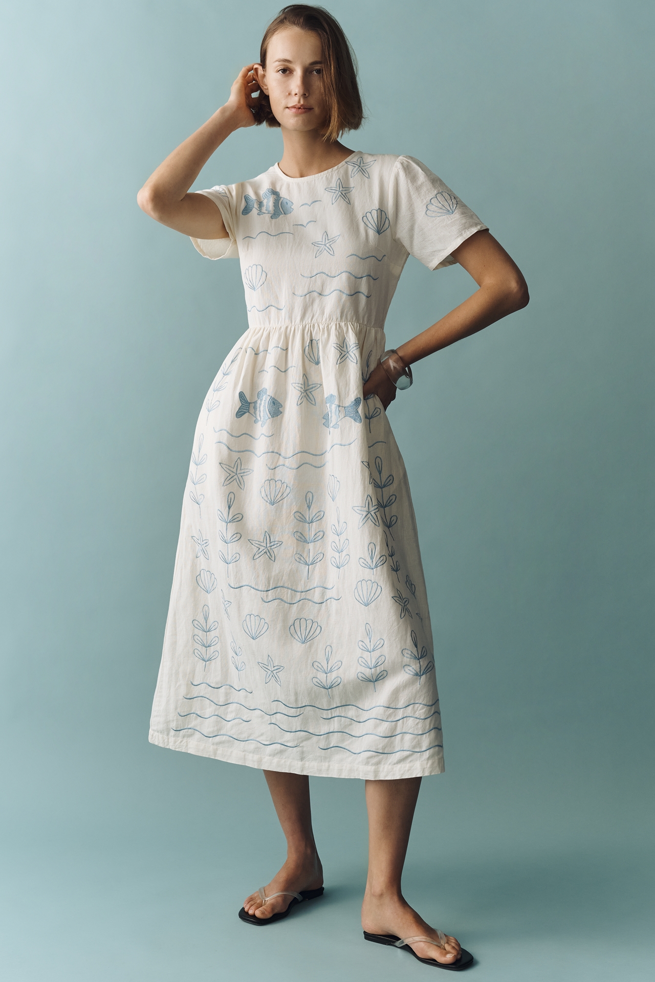 cotton linen midi dress Beau & Ro Lynn Size:US 24Plus  / UK 28 / EU 54 Zolique Women's Summer Fashion Pop Up: View All Cos Style as seen on