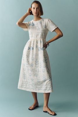 Beau & Ro Lynn Cotton Linen Midi Dress