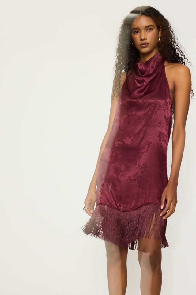 Mini-robe dos-nu à franges en jacquard By Anthropologie #1