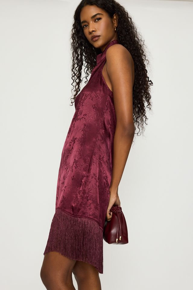 Mini-robe dos-nu à franges en jacquard By Anthropologie #2
