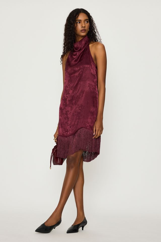 Mini-robe dos-nu à franges en jacquard By Anthropologie #3