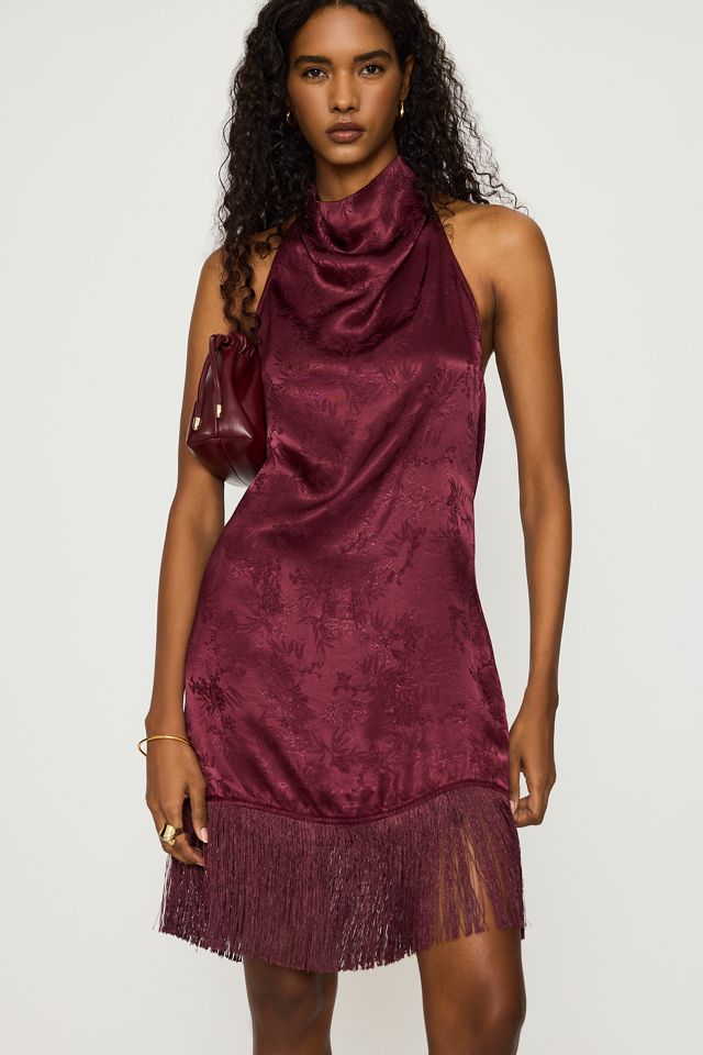 Mini-robe dos-nu à franges en jacquard By Anthropologie #4