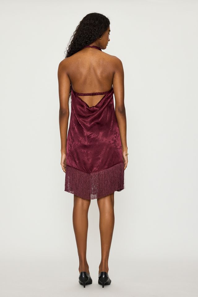 Mini-robe dos-nu à franges en jacquard By Anthropologie #5