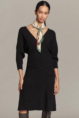 By Anthropologie Waisted Ribbed Jumper Dress