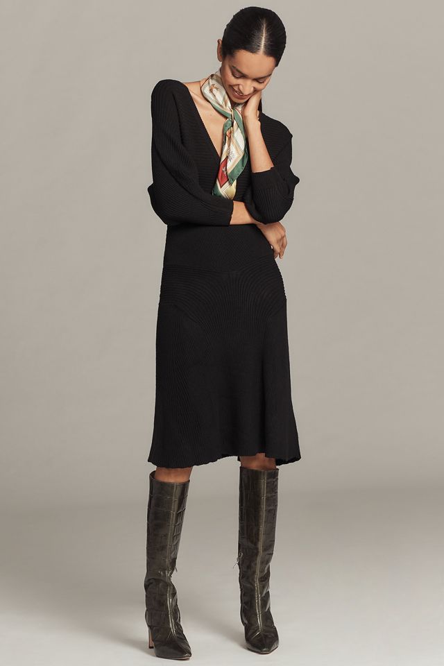 By Anthropologie Smocked-Waist Ribbed Sweater Dress #2