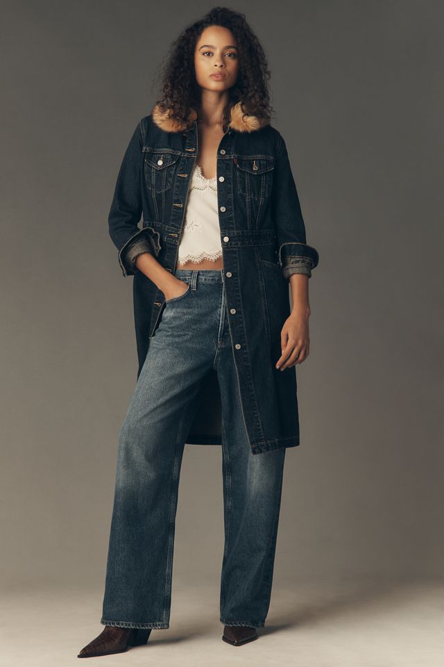 Levi's Faux Fur Collar Belted Denim Coat #2