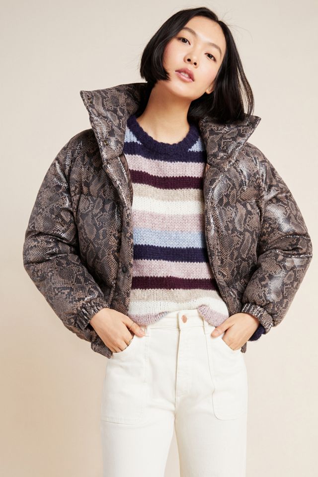 Safa Snake-Printed Puffer Jacket | Anthropologie display picture 1