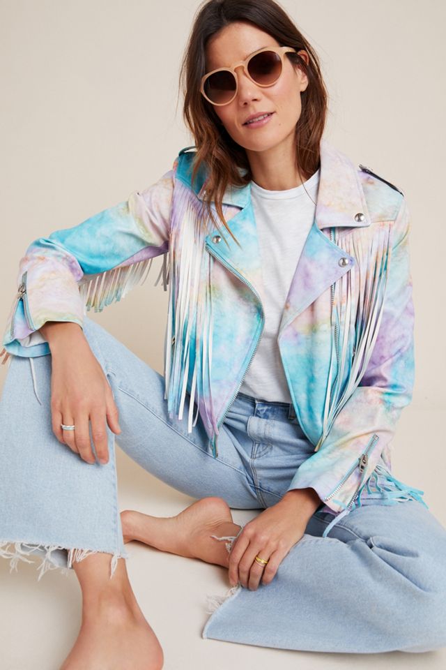 Monterey Fringed Tie-Dye Moto Jacket #1
