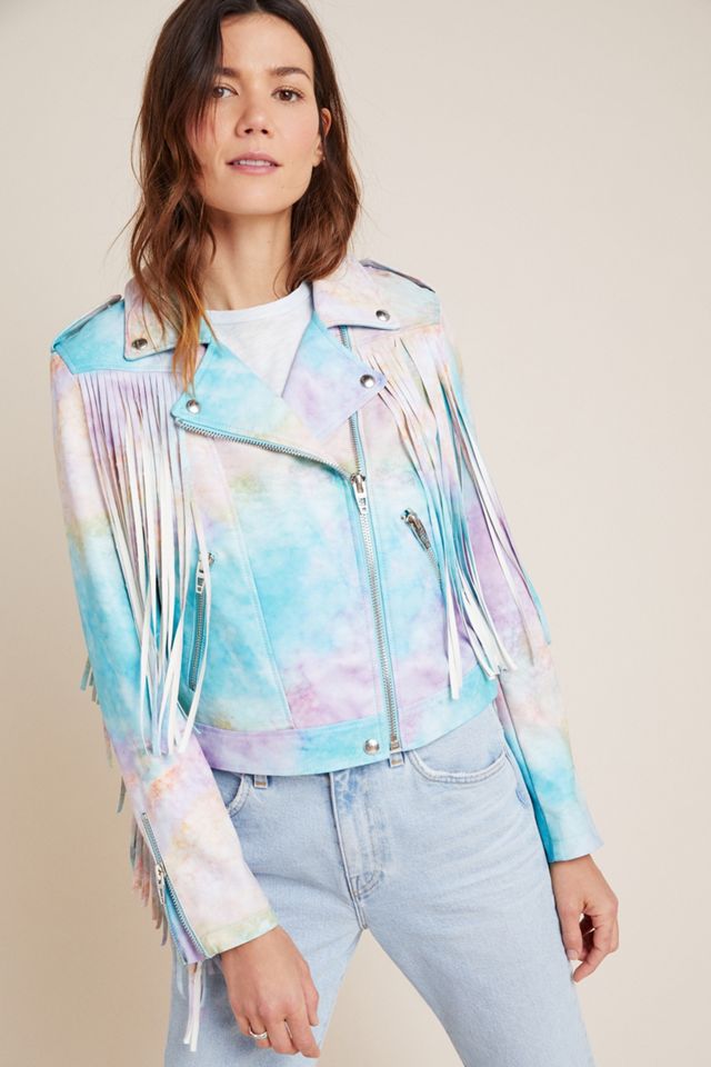 Monterey Fringed Tie-Dye Moto Jacket #4