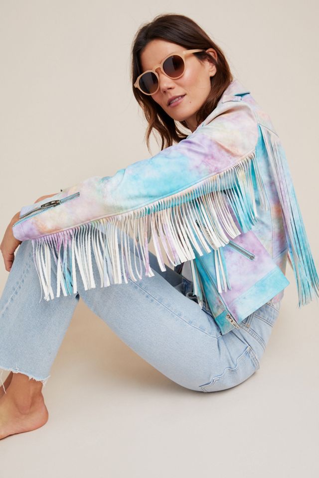 Monterey Fringed Tie-Dye Moto Jacket