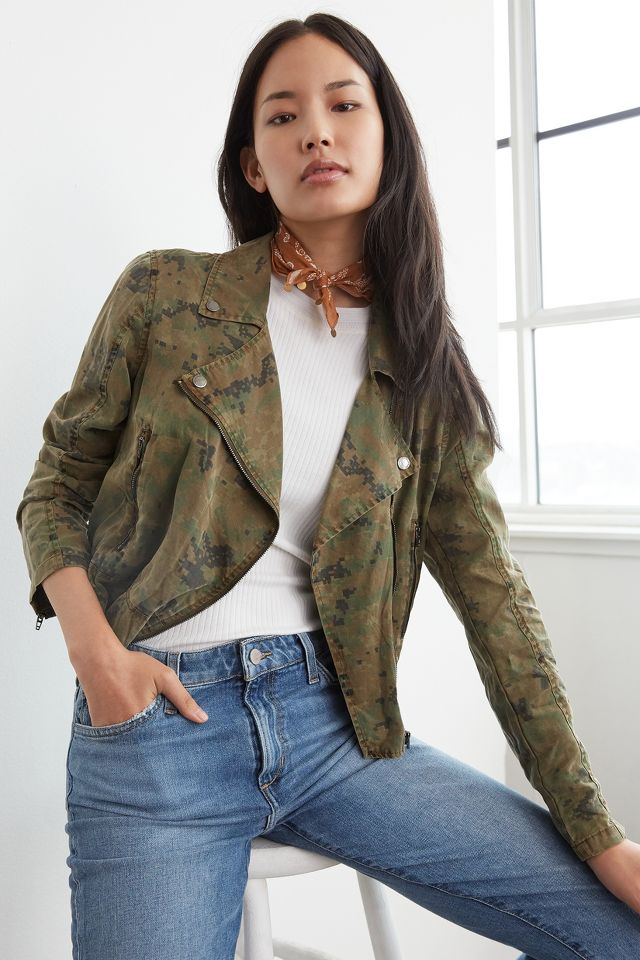 Anthropologie camo shop moto jacket