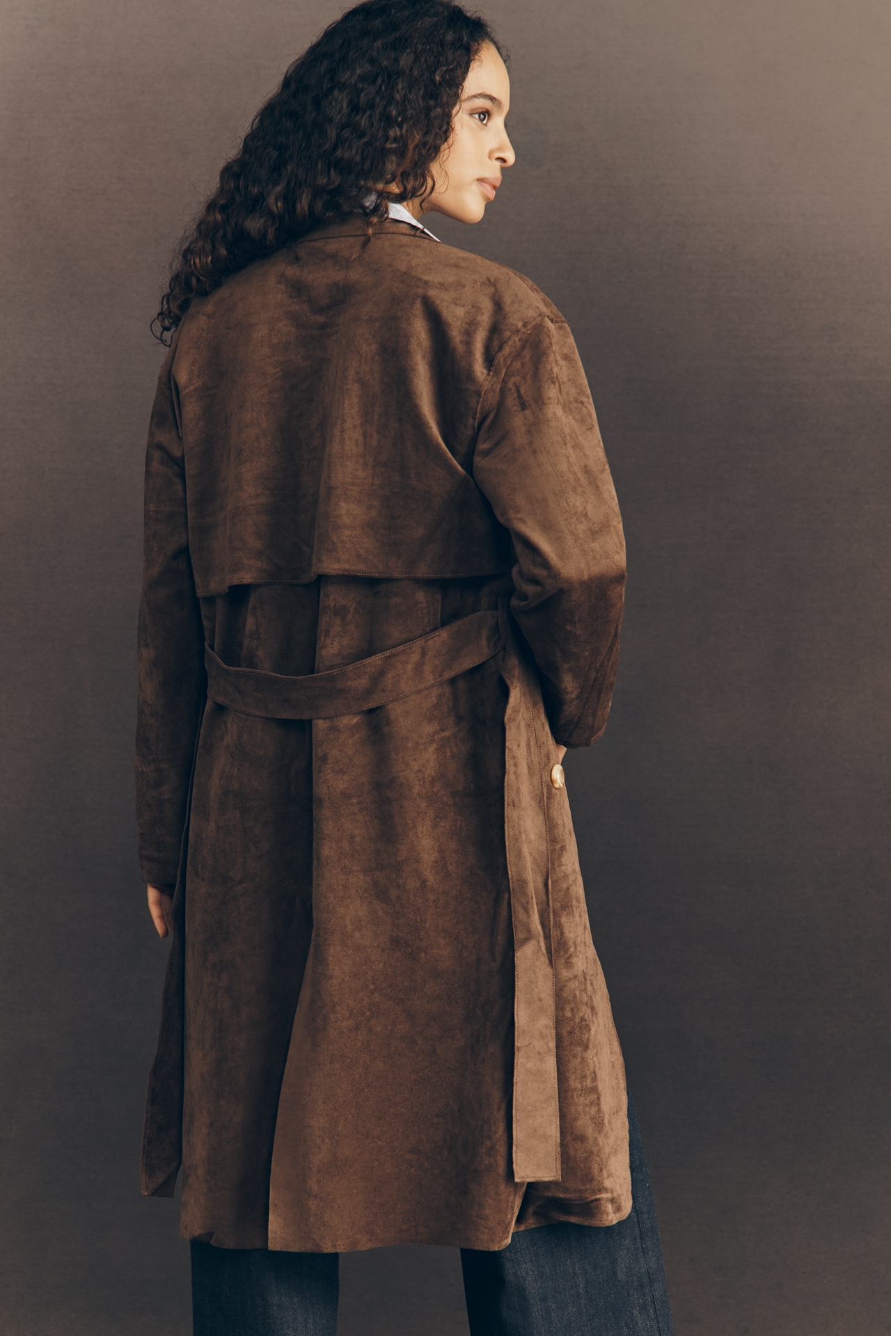 BLANKNYC Down to Earth Faux Suede Trench Coat