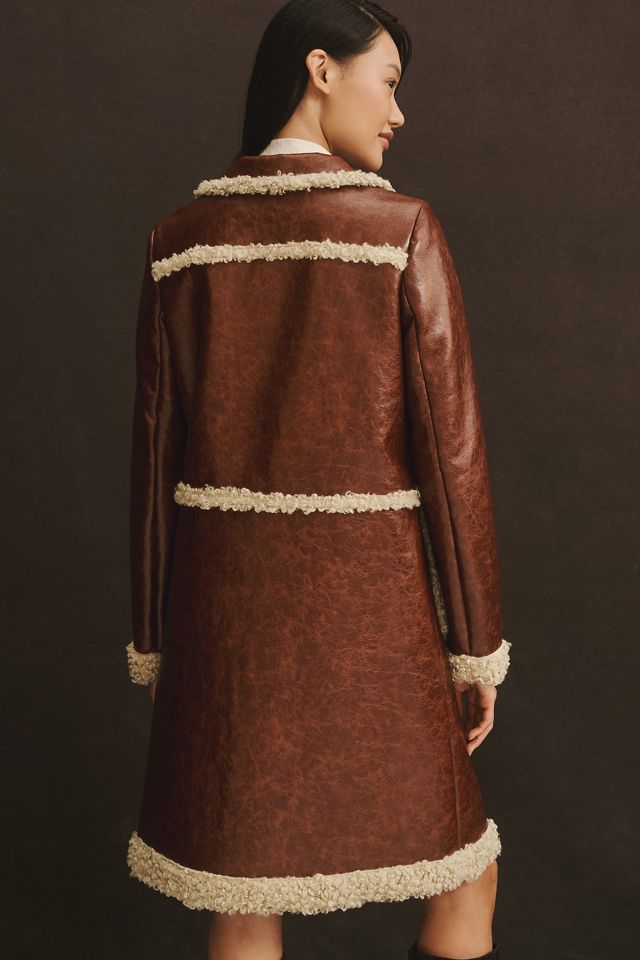 Anna Sui Sherpa-Trim Faux-Leather Coat #2