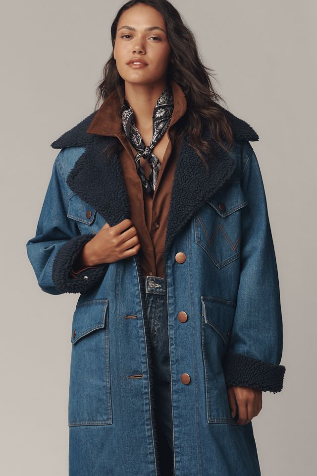 Wrangler Wrange Sherpa-Fleece-Lined Denim Coat #2