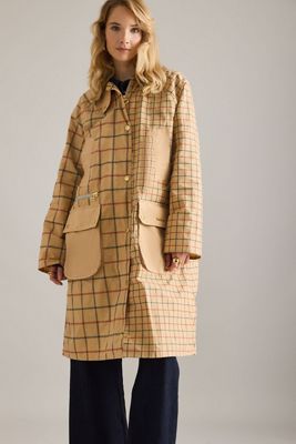 ALIGNE Kennedy Heritage Check Double-Breasted Longline Coat