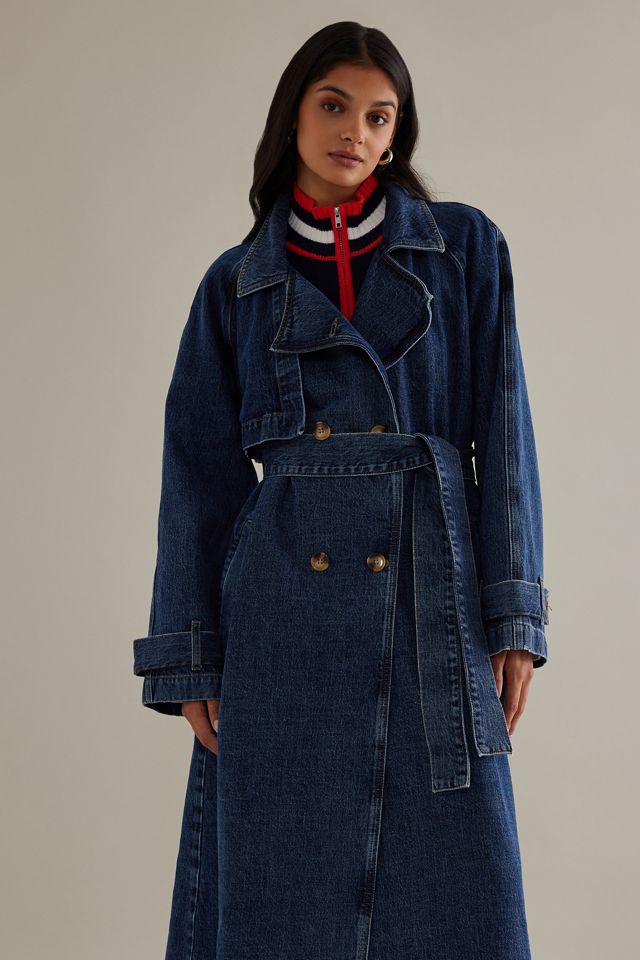 Denim Belted Trench Coat #2