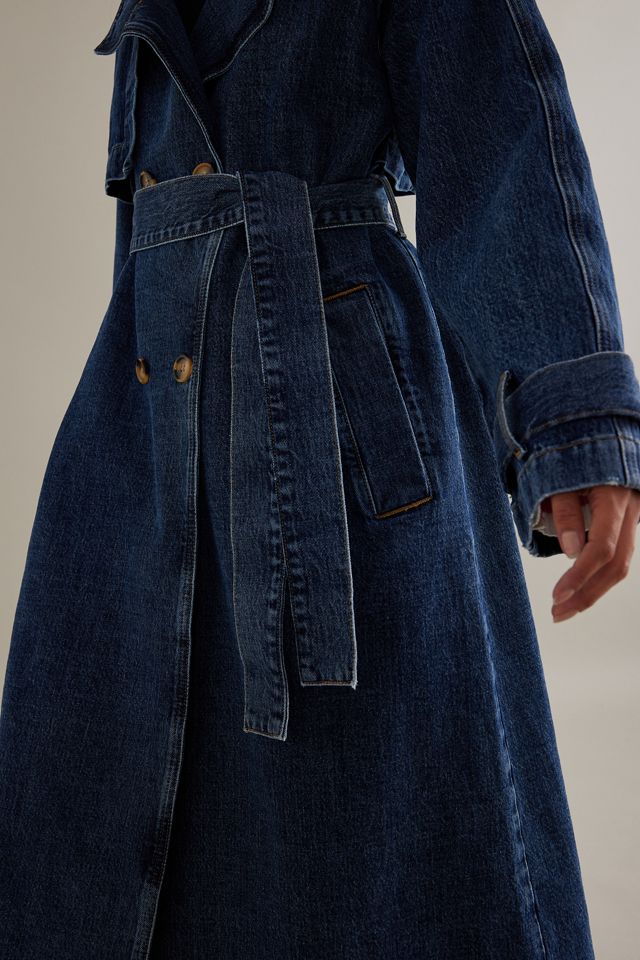 Denim Belted Trench Coat #3