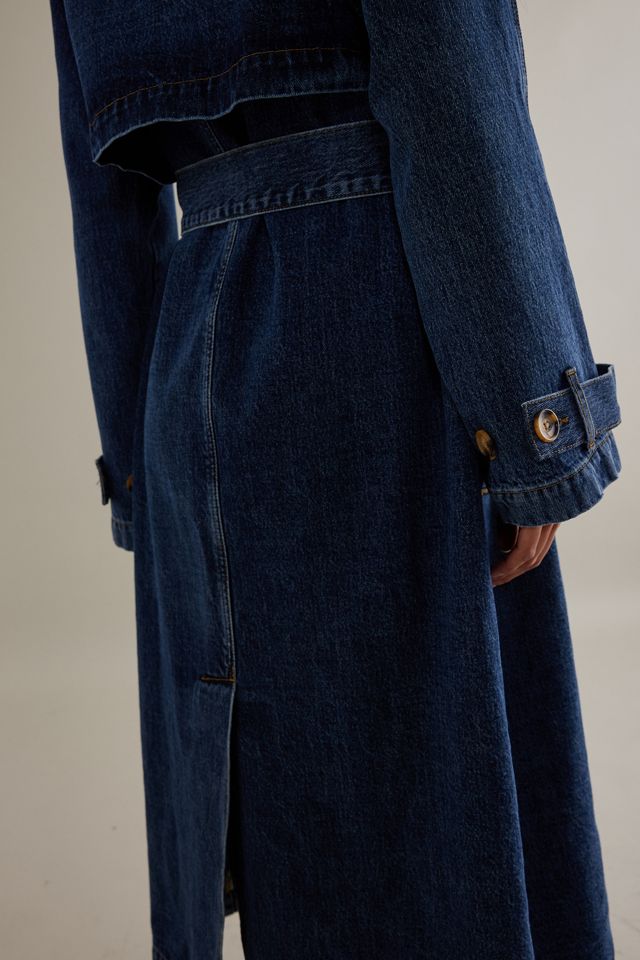 Denim Belted Trench Coat #4