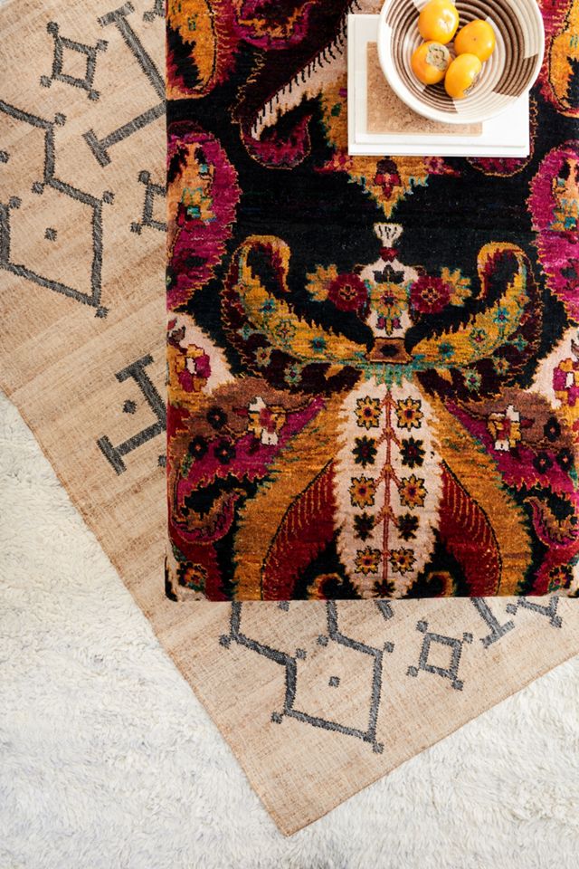 Paisley Silk Carpet Ottoman #3