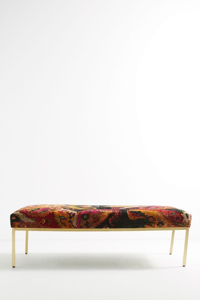 Paisley Silk Carpet Ottoman #1