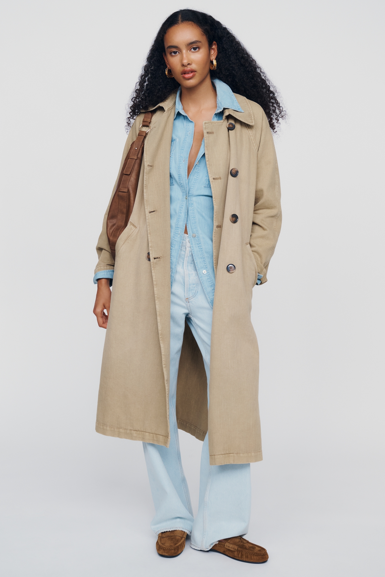 Pilcro 100% Cotton Double-Breasted Trench Coat