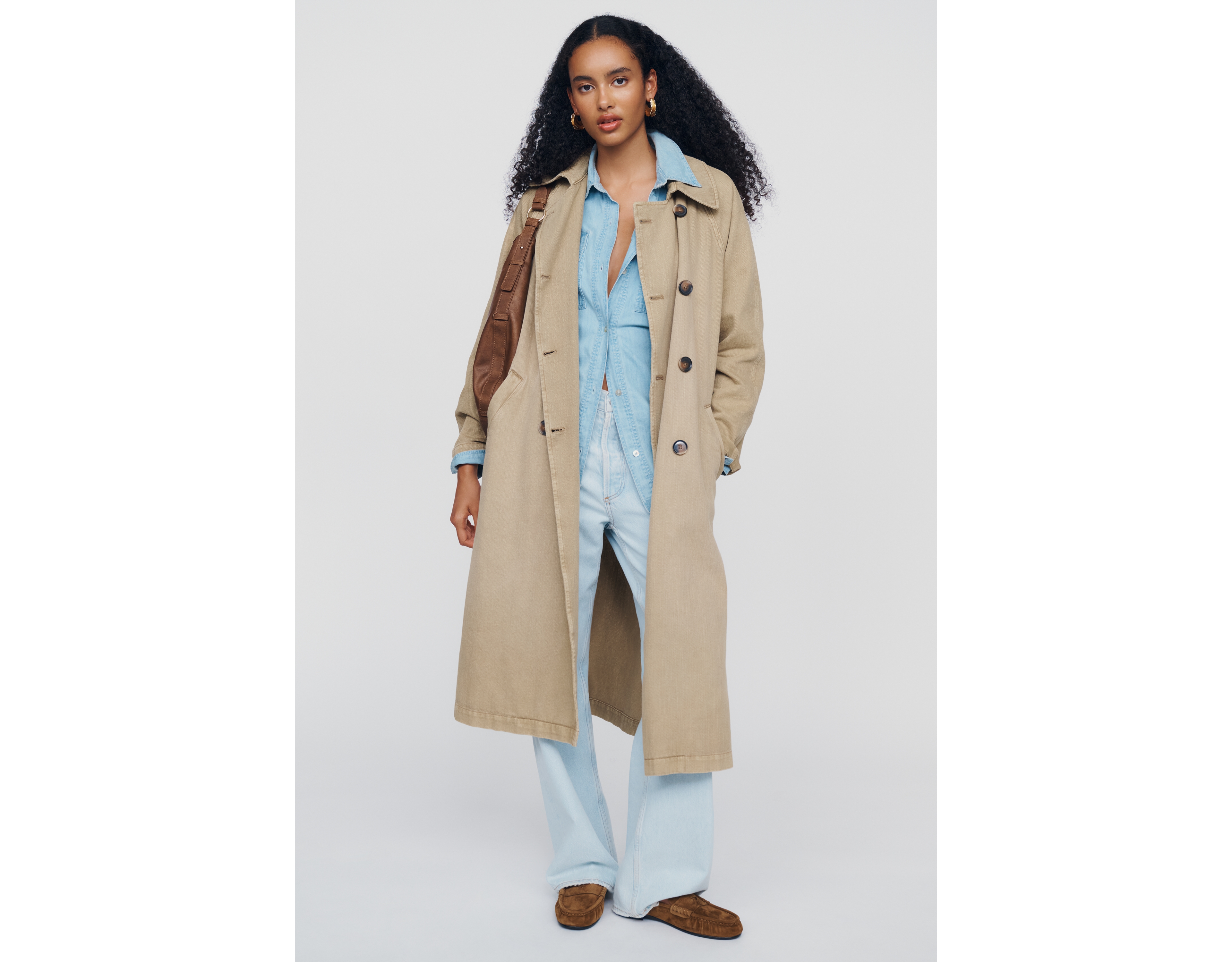 Pilcro 100% Cotton Double-Breasted Trench Coat