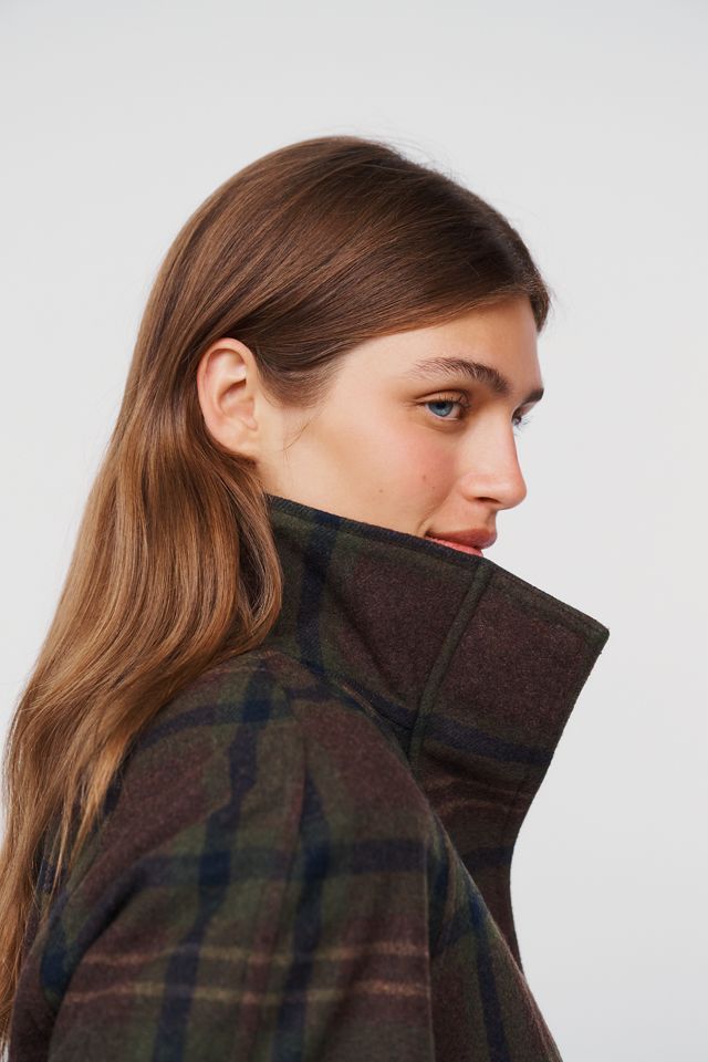 By Anthropologie Plaid Funnel-Neck Jacket #1