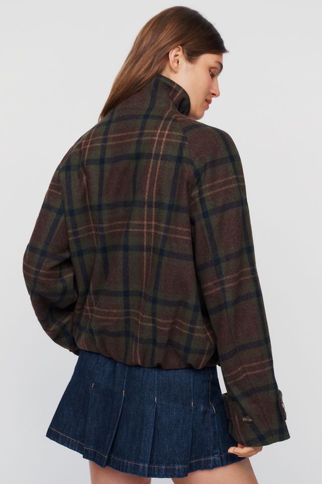 By Anthropologie Plaid Funnel-Neck Jacket #3
