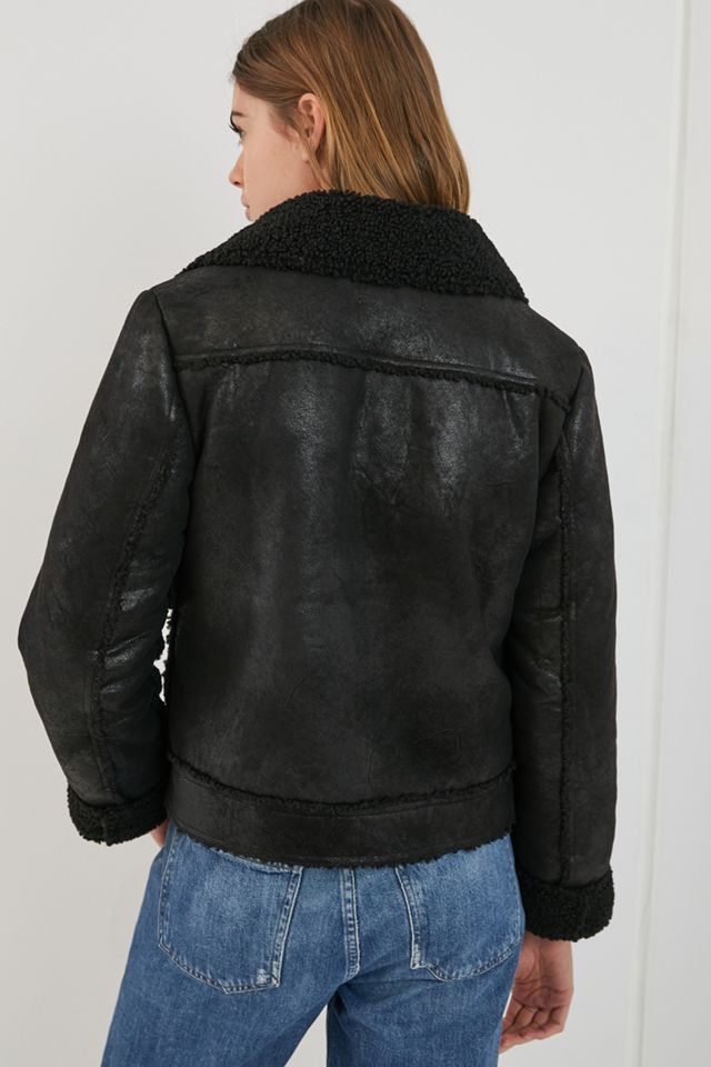 Marrakech Sherpa-Trimmed Faux Leather Moto Jacket #1