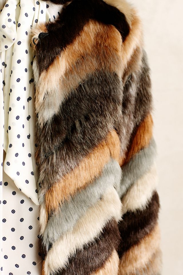 Chevron Faux-Fur Coat #2