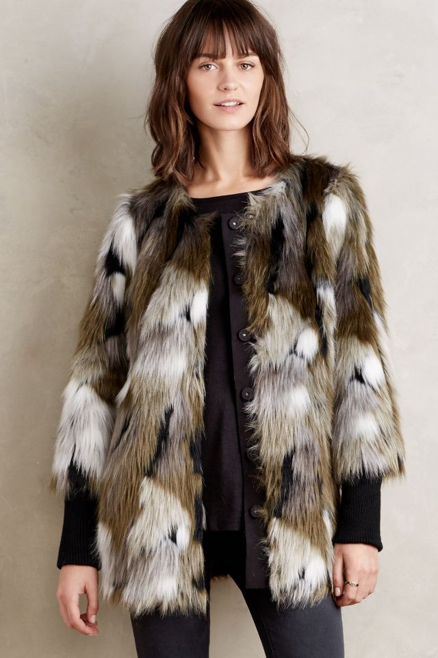 Nantes Faux Fur Car Coat Anthropologie