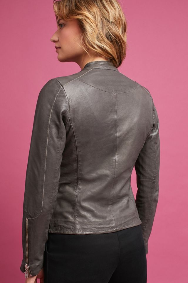 Doma Zip-Front Leather Jacket #4
