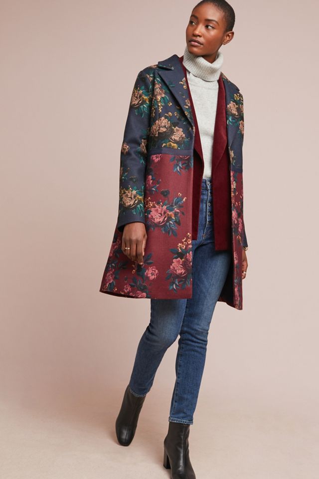 Colorblocked Floral Coat | Anthropologie
