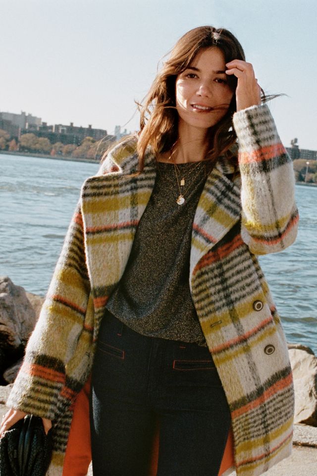 Camille Double-Breasted Plaid Coat #5