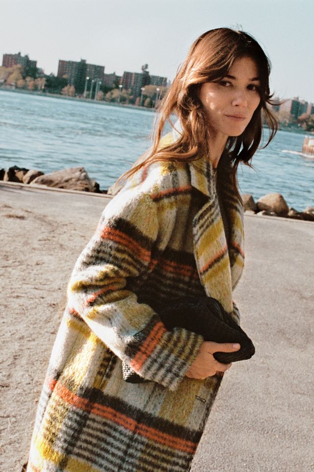Camille Double-Breasted Plaid Coat #6