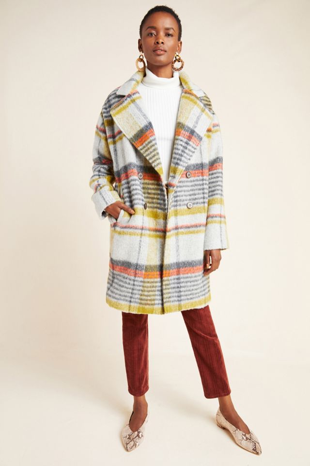 Camille Double-Breasted Plaid Coat #2