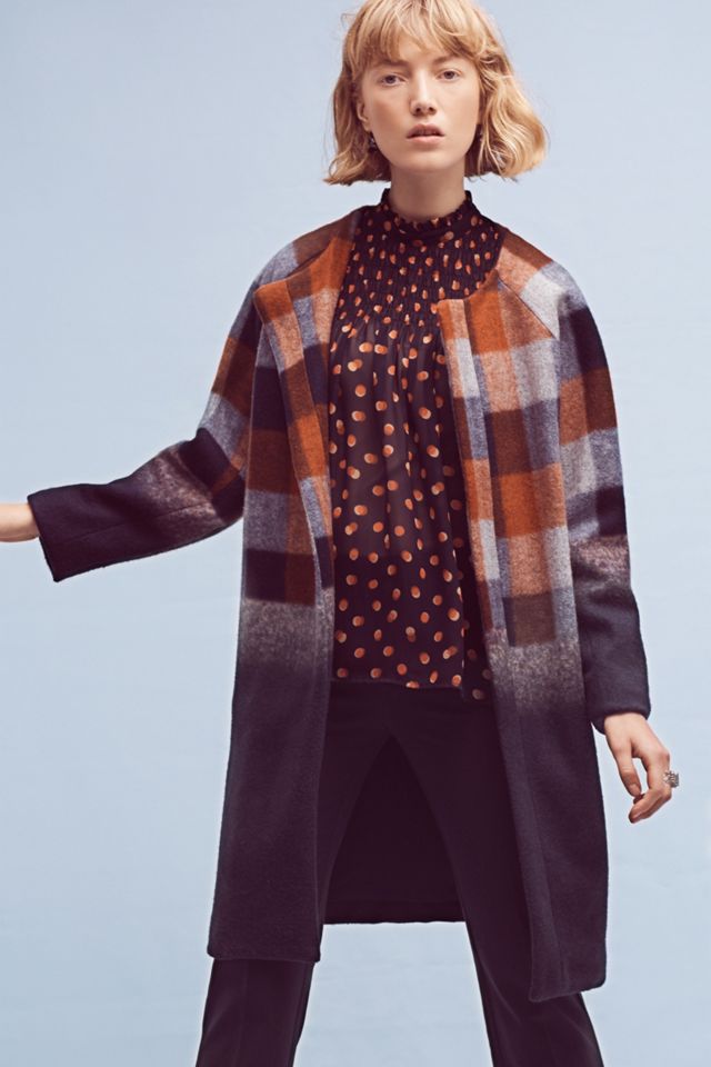 Ombre Plaid Coat Anthropologie