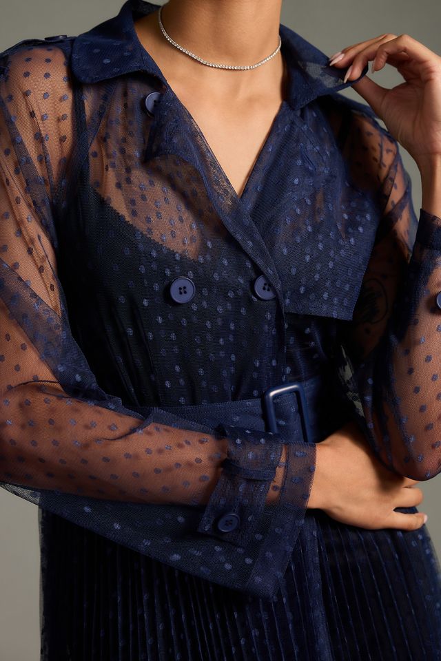 DOLAN Sheer Dot Tulle Trench Coat Anthropologie