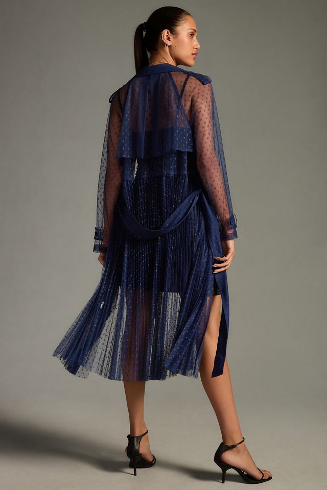 DOLAN Sheer Dot Tulle Trench Coat | Anthropologie
