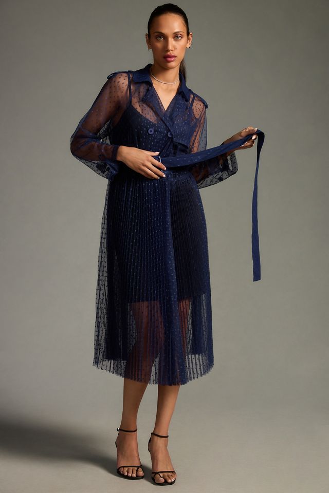 DOLAN Sheer Dot Tulle Trench Coat #3