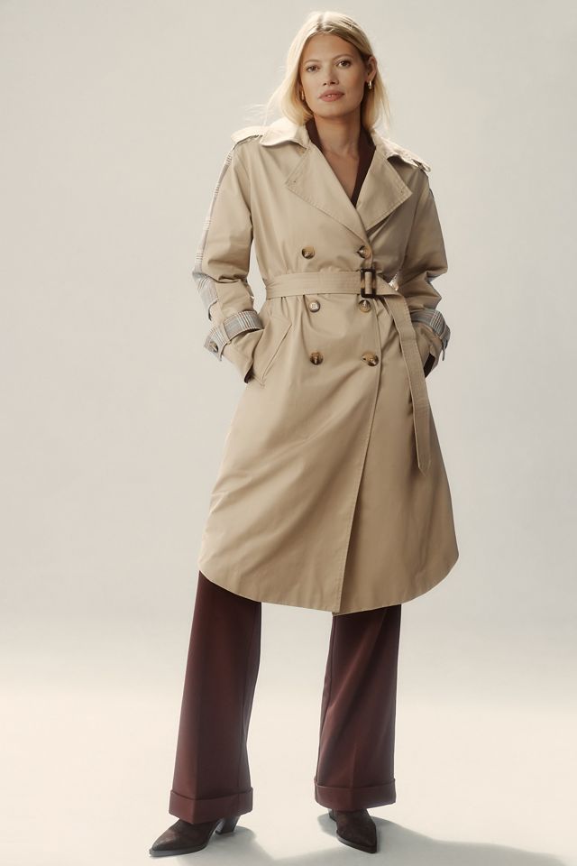 DOLAN Mixed Plaid Trench Coat | Anthropologie