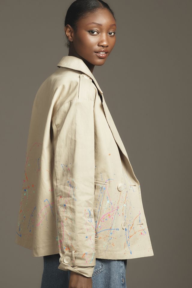DOLAN Paint Splatter Cropped Trench Coat #2