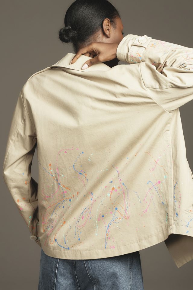 DOLAN Paint Splatter Cropped Trench Coat #3
