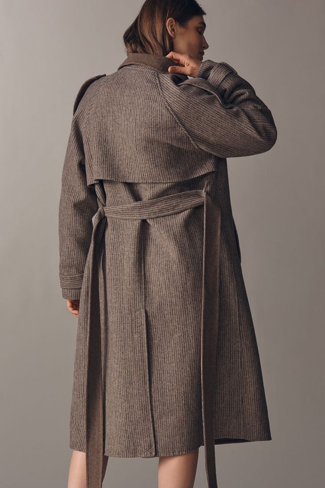 Line & Dot Henry Plaid Wool Blend Trench Coat #1