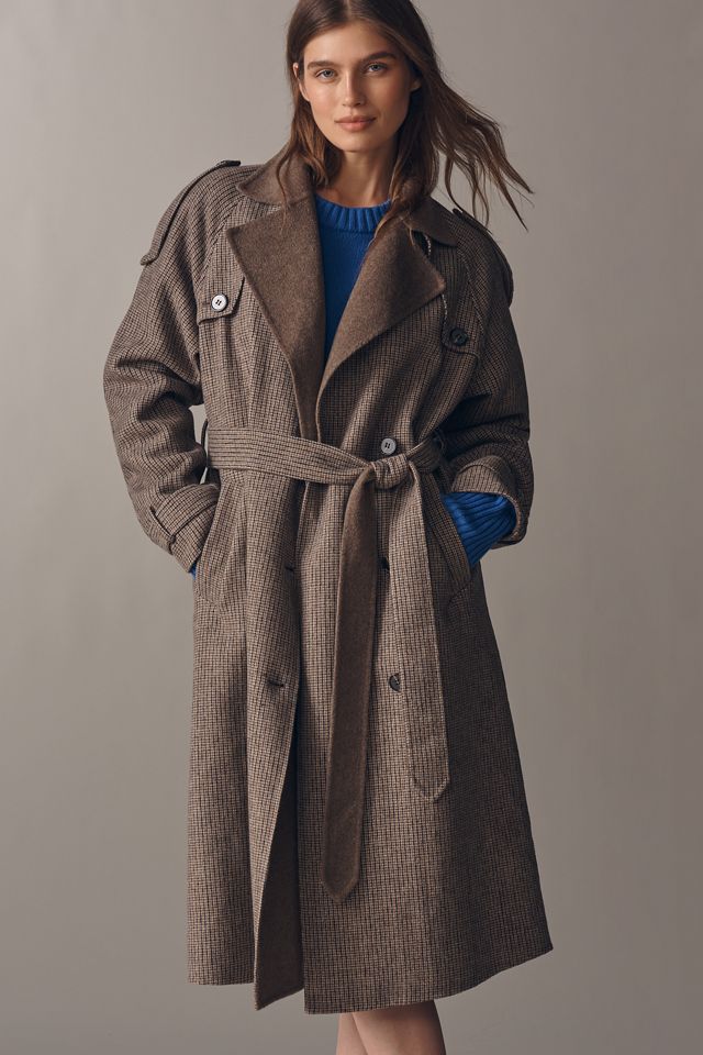 Line & Dot Henry Plaid Wool Blend Trench Coat #2
