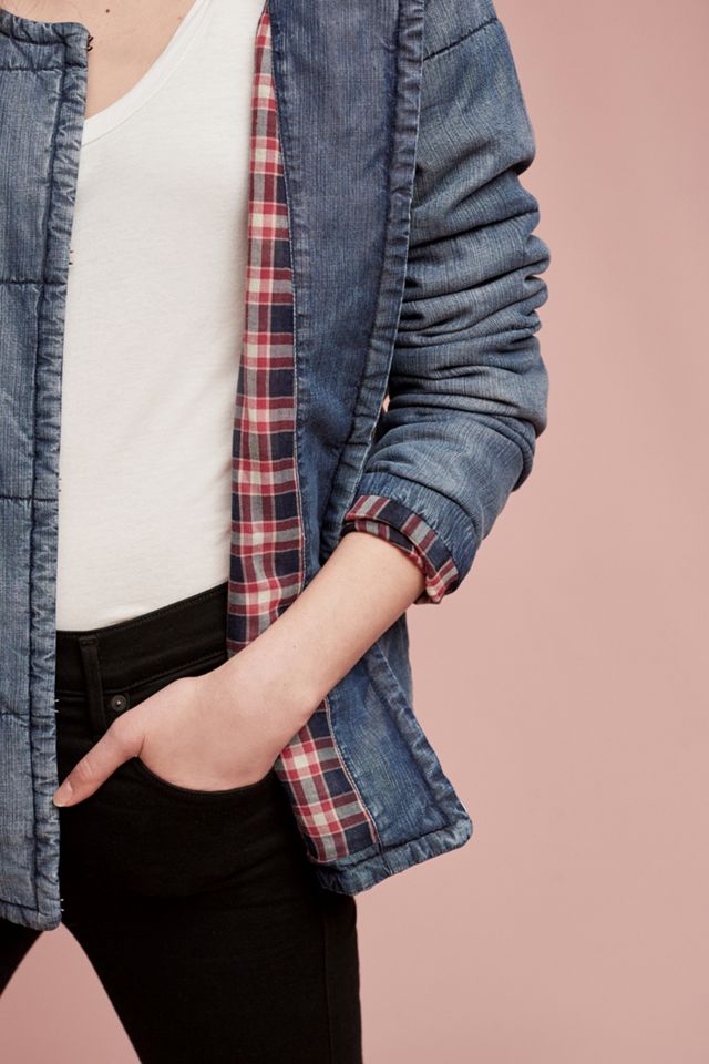 Quilted Plaid-Lined Car Coat #1