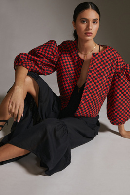 Clare V . Le Petit Reversible Puffer Jacket In Red
